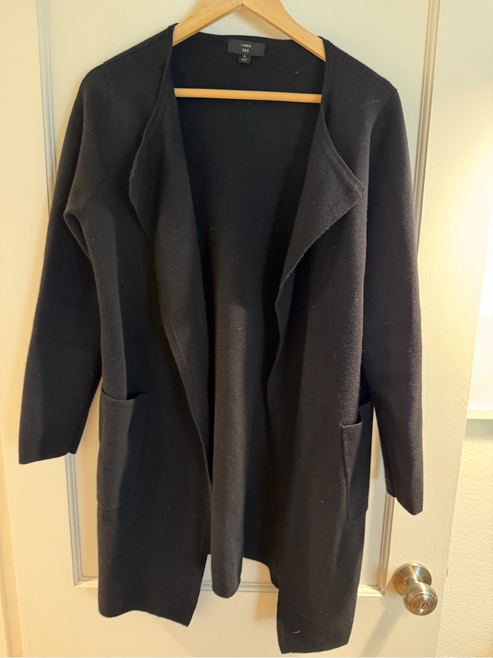 J. Crew Black Open-Front Knit Cardigan with Pockets